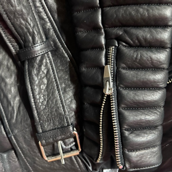 The Arrivals Women Real Black Lamb Leather and Detachable Fur collar Jacket M - Picture 11 of 12